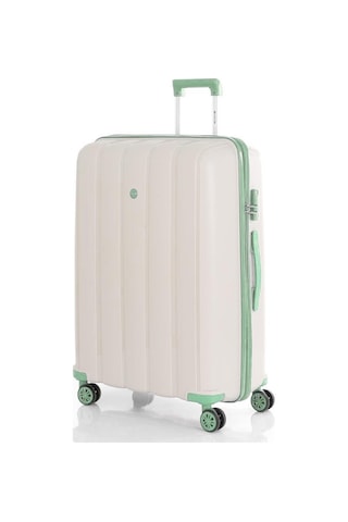 Mçs Bavul Orta Ve Kabin 2li Set Kırılmaz Silikon Valiz V305 Kemik/suyeşili Kemik