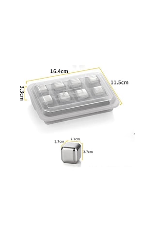 Tenfowee Strade Store 8'li Paslanmaz Çelik Buz Küpleri - Kokteyl, Şarap Ve İçecekler İçin Pratik Soğutucu Seti Diğer