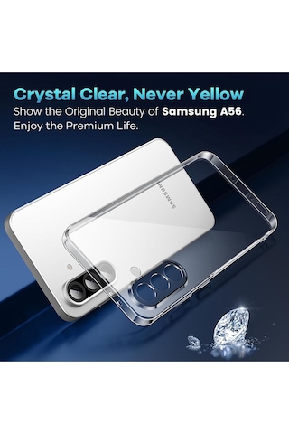 Samsung Galaxy A26 Uyumlu Kılıf Kamera Çıkıntılı Korumalı Yumuşak Şeffaf Silikon + Ekran Koruyucu Cam Set