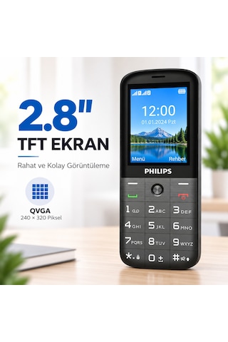 Philips Xenium E227 Kameralı Çift SIM Kartlı Tuşlu Cep Telefonu Siyah