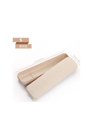 Bej 21/24cm Pp Taşınabilir Seyahat Sofra Saklama Kutusu Kasa Gıda Sınıfı Yemek Takımı M Çatal Kaşık Kutusu Çocuk Kaşıklık 56639074