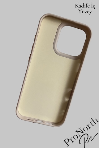 Iphone 16 Pro Max Uyumlu Kılıf Logolu Lansman Soft Yumuşak Içi Kadife Silikon Kapak Bej