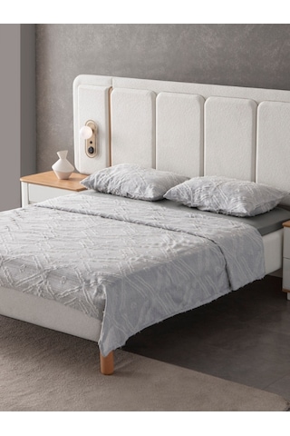 Anna Delux Çift Kişilik Çok Amaçlı Yatak Örtüsü Seti Gri Pamuk Nevresim Takımı Günlük 220x240 Gri