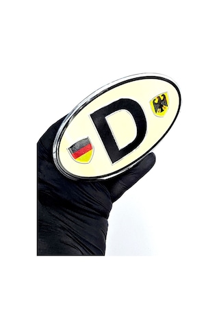 Etiketçilere Özel Armalar Oval Adac D Deutschland Almanya Bayraklı Krem Alüminyum Arma Sticker