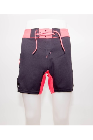 Erkek Kısa Deniz Şortu Boardshort Filesiz Sörf Meridyendukkan Siyah Turuncu Olaıan