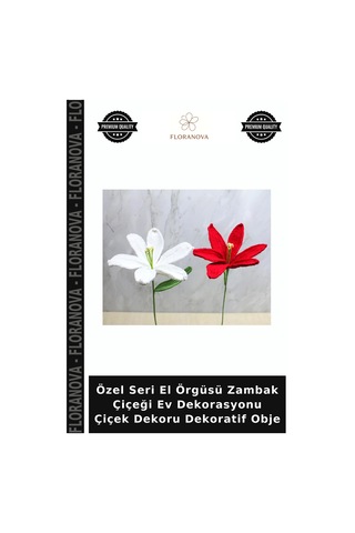Özel Seri El Örgüsü Zambak Çiçeği Ev Dekorasyonu Çiçek Dekoru Dekoratif Obje Çok Renkli