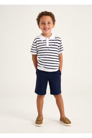 Mayoral Erkek Çocuk Çizgili Polo T-shirt 3104 Beyaz