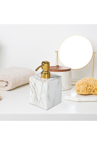 Homyl Mermer Dokulu Sabunluk Pompası Sabunluk, Banyo Sıvı Altın