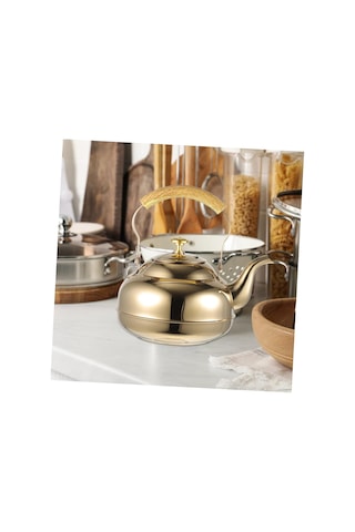 Basit Tasarım Paslanmaz Çelik Çaydanlık 1l Kapasite Tealeaaves Sünleşen Mutfak Çay Su Isıtıcısı Çelik