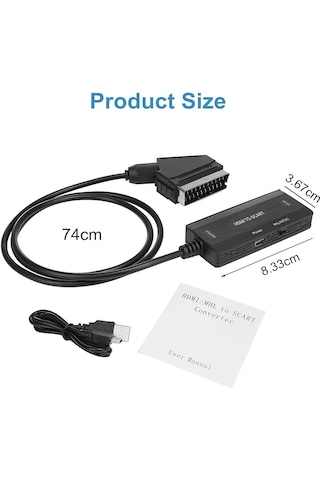 Ga94 Hdmi To Scart 1080p Hd Av Video Çevirici Dönüştürücü Adaptör