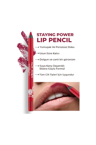 Alix Avien Suya Dayanıklı Uzun Süre Kalıcı Yumuşak Dudak Kalemi Staying Power Lip Pencil 56 Wild Red