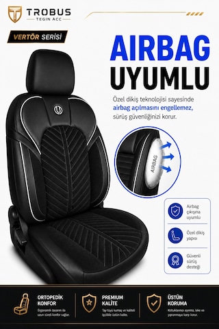 Mitsubishi L200 2011-2015 Uyumlu Süvari Serisi Siyah Beyaz Oto Koltuk Kılıfı