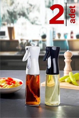 2 Li Yağdanlık Sprey Air Fryer Cam Yağlık Mist Püskürtücü 225 Ml Şeffaf