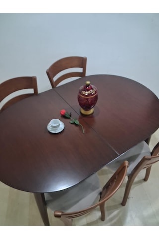 Masa Sandalye 90644 Retro Ayak Model Kayın Retro Açılır Parlak Koyu Ceviz Tabla Kahverengi