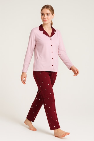 Mutlu City Kadın Milan Kumaş Rahat Kalıp Düğmeli Yumuşacık Pijama Takımı 4982 Bordo
