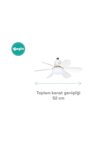 Begin 50w 6 Kanatlı Led Işıklı Tavan Vantilatör Uzaktan Kumandalı