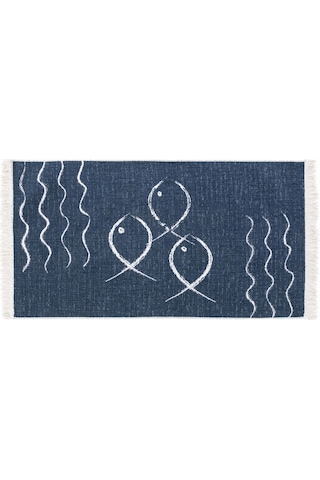 Mudo Home Larıssa Fısh Çift Taraflı Kilim Lacivert Beyaz 80x150 3627770