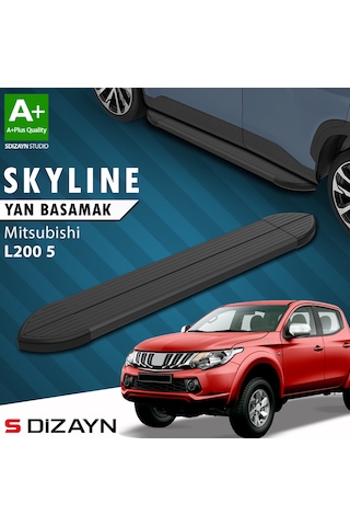 S-dizayn Mitsubishi L200 5 Skyline Siyah Yan Basamak 193 Cm 2015-2019 A+ Kalite