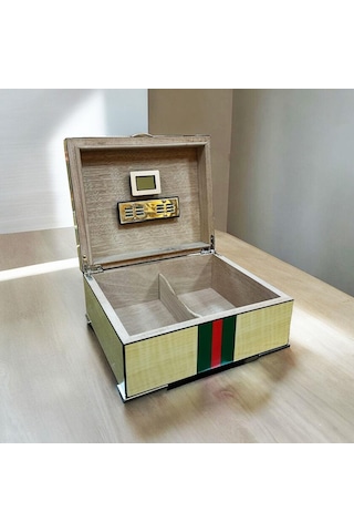 Gucc İtaly Humidor Puro Kutusu Yeşil/kırmızı Akçaağaç 40's