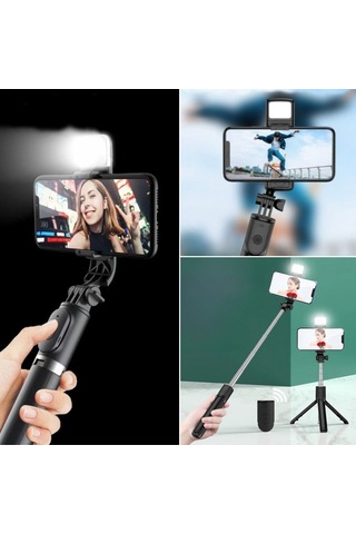 Buffer Kendiliğinden Işıklı Masaüstü Tripod Olabilen Telefon Tut