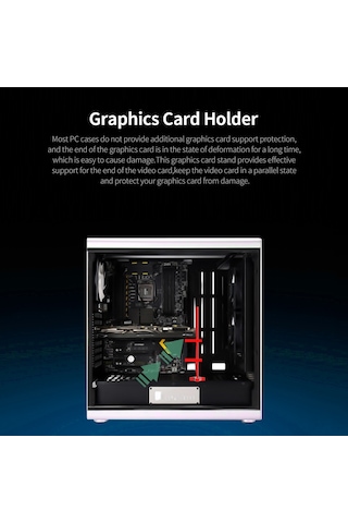 Wezone Alüminyum Dikey Ekran Kartı Tutucu Gm962 - Çift Pivotlu Ekran Kartı Sabitleyici, Soğutucu Konfigürasyonu İçin Siyah Stant