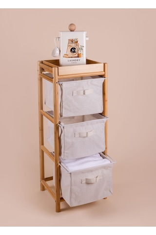 The Mia Bambu 3 Bez Çekmeceli Düzenleyici Dolap Raf 90x35x30 Cm Çok Renkli