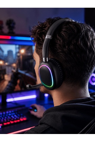 Bluetooth 5.0 Kablosuz Kulak Üstü Kulaklık Mikrofonlu Rgb Aydınla