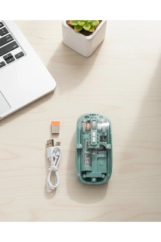 Bluetooth 2.4g Usb Destekli Pilli Kablosuz Şeffaf Mouse 77954244