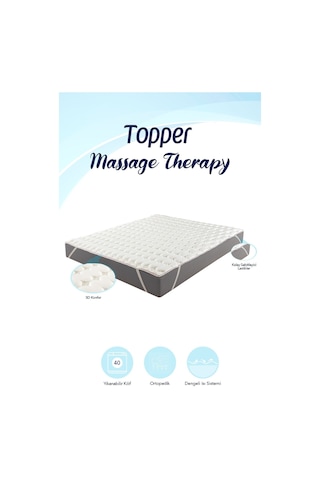 Topper 0.9 - Massage Therapy - 3d Soft Yatak Pedi - Yatak Koruyucu Uyku Pedi - 3 Cm Beyaz