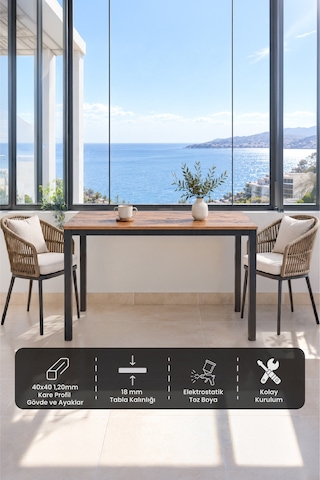 Sehpol Balkon Masası 120x45x73 Cm Antrasit - Atlantik Çam