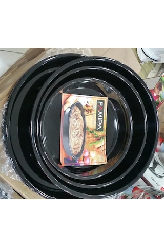Emaye Fırın Tepsi Seti 34/38/42 CM Boylarda 3 Tepsi Siyah