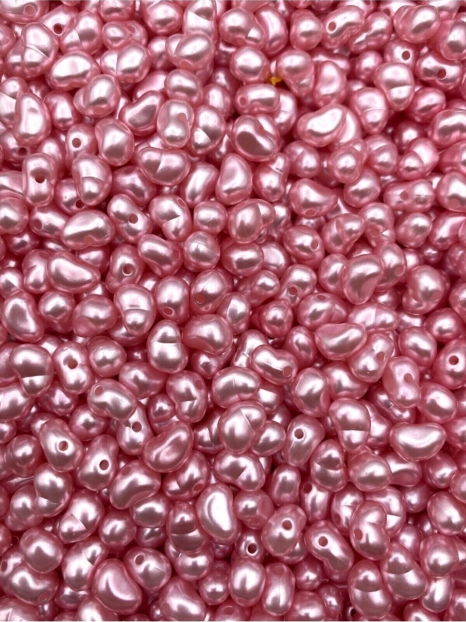 50gr Pembe Renk Formsuz Şekilsiz Plastik Lüks Barok Inci Boncuk, Yamuk Inci 250 Adet