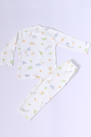 Hçm Bebek Pamuk Pijama Takımı Tenkli Baskılı Bisiklet Yaka A2 Yeşil