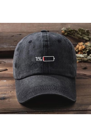 Valkyrie Low Battery Şapka Unisex Vintage Pamuk Ayarlanabilir Baseball Cap Minimal Tasarım Şapka Siyah