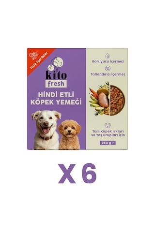 Kito Fresh Hindi Etli Taze Yetişkin Köpek Yemeği 6 x 250 G