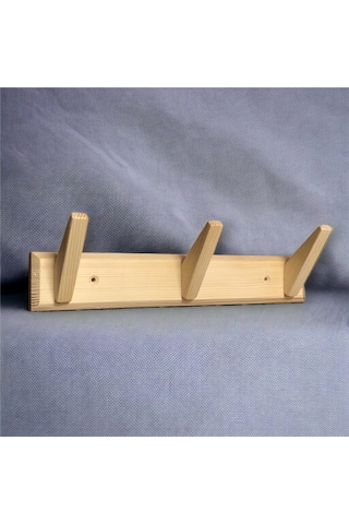 Tek-iş Masif Ahşap Portmanto Duvar Askısı Üçlü 3'lü Ahşap Duvar Askısı Ahşap