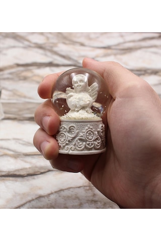 Sevgililer Gününe Özel Beyaz Mini Melek Kar Küresi