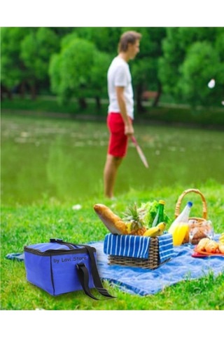 Büyük Sıcak Soğuk Tutucu Korumalı Buzluk Kamp Piknik Plaj Termal Termos Çanta Mavi