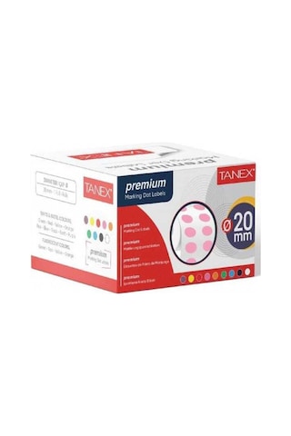 Tanex Nokta Etiketi 2500 Li Tekli Kutu 20 Mm Pembe