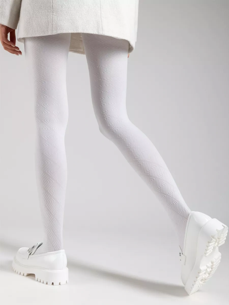 Calzeamo Beyaz, Desenli, Sıcak Tutan 100 Denye Külotlu Çorap 260981603 Beyaz