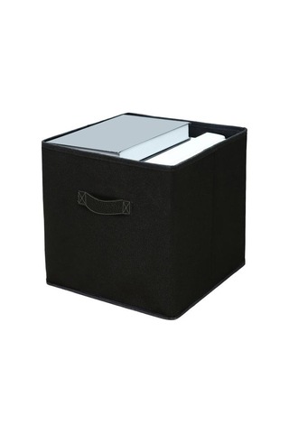 Saplı Kumaş Saklama Küpü Büyük Kapasite Kolay Erişim Katlanabilir Ağır Hizmet Oyuncakları Siyah