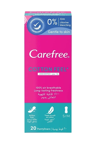 Carefree, Günlük Ped, Pamuklu, Parfümsüz, 20&apos Li