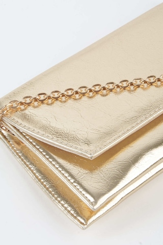 Vivaq Kadın Gold Zarf Tasarım 2 Bölmeli Mini Zincir Askılı Çıt Çıt Kapama Clutch Ve El Çantası
