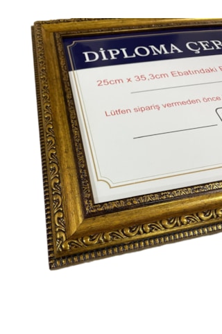 Diploma Çerçevesi Gold Renk - Hakiki Camlı Ürün - 25x35,2 Boyut