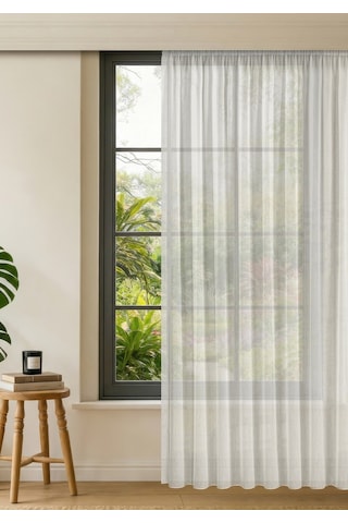 Gauze Fabric Design Bambu İpeksi Dokulu Tül Perde Normal Pile 1 X 2.5 Ekru