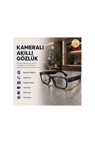Kameralı Akıllı Gözlük Bluetooth Sesli Arama Fotoğraf ve Video Kayıtlı Hafıza Kartı Destekli