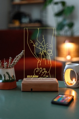 Yıl Dönümü Aile Eller Tarihli 16 Renk Kumandalı 3d Gece Lambası