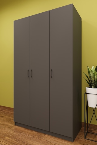 Asra Trend 3 Kapaklı Gardırop G-01 %100 MDF Geniş Hacimli Elbise Dolabı Antrasit