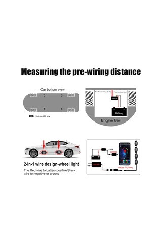 Symbee 12v Rgb Araba Tabanca Lambaları - 4'lü Set, App+24 Tuşlu Kumanda, 16m Renk, Yüksek Parlaklık, 5050 Led