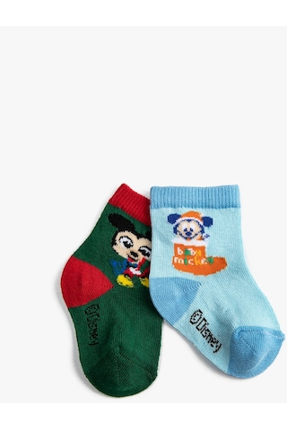 Koton 2'li Mickey Mouse Baskılı Çorap Lisanslı Multıcolor 3wmb80014aa 3WMB80014AAMIX Mavi